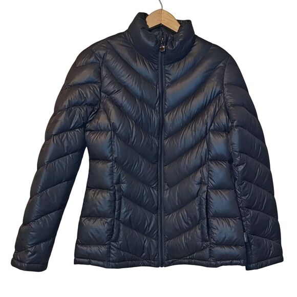 Calvin Klein Jacket Womens S Charcoal Gray Packable Lightweight Down Puffer Zip - Picture 1 of 11